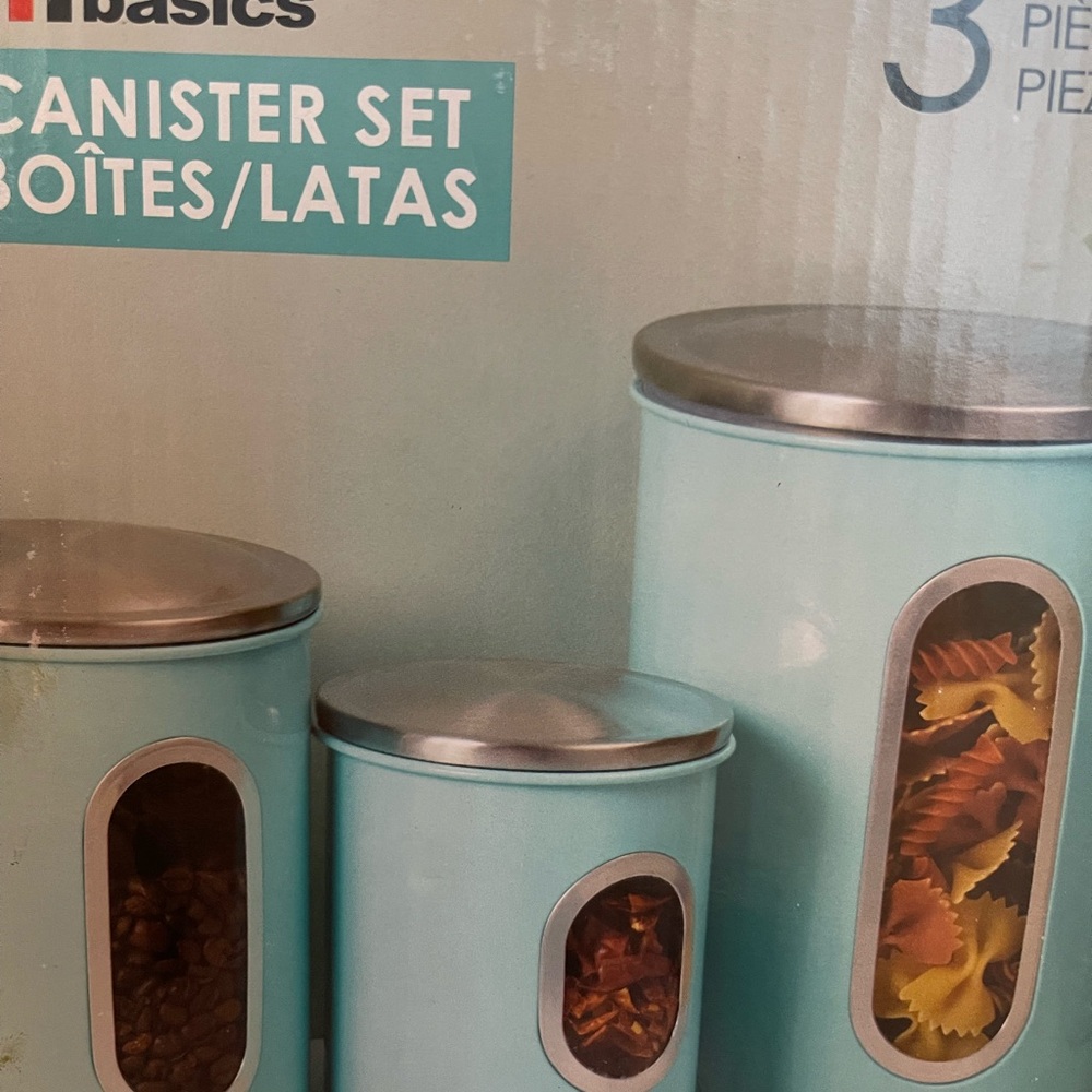 Home Basics Turquoise Canister Set with Silver Lids - Picture 4 of 7